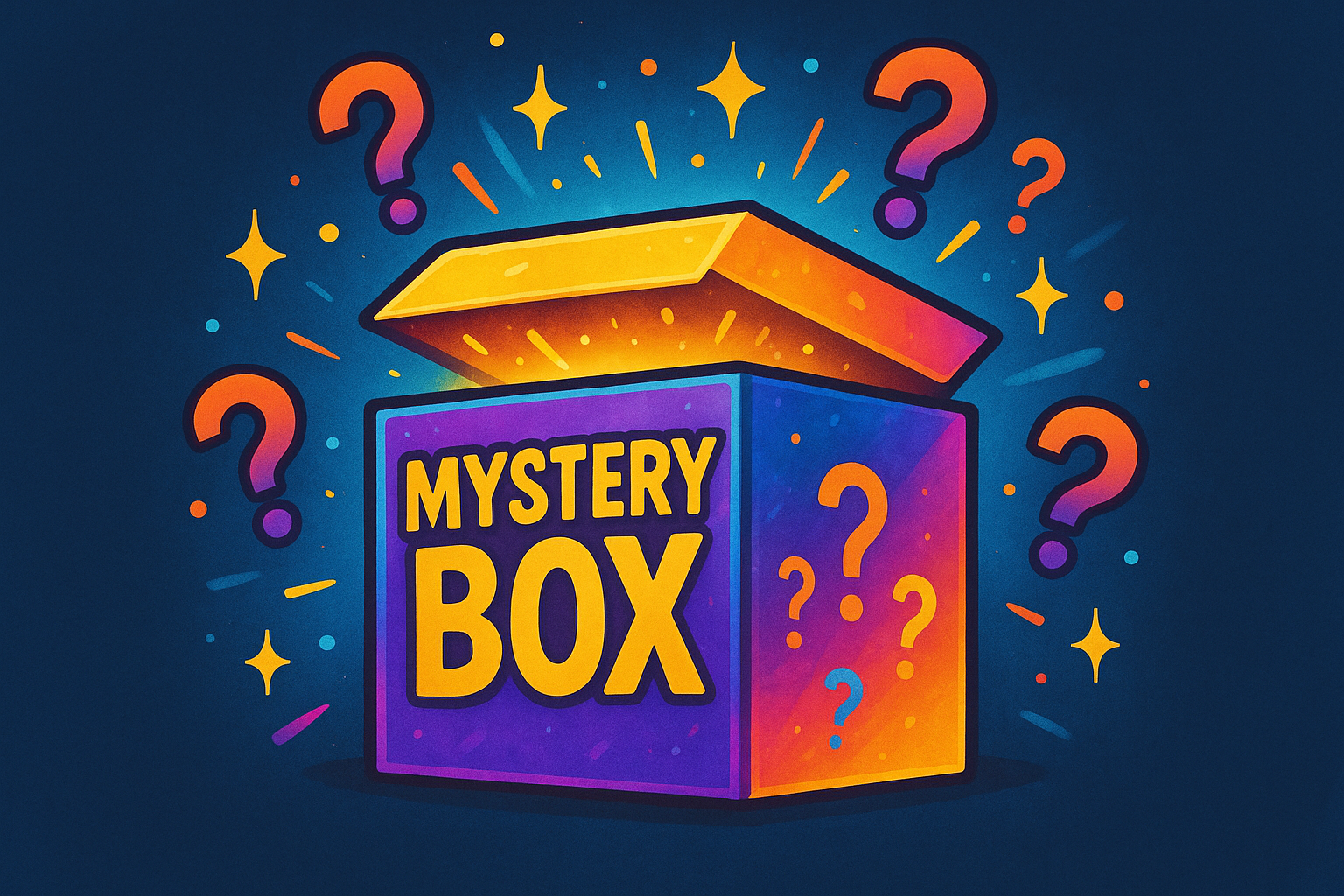 一个盲盒的样子,上面写着MYSTERY BOX