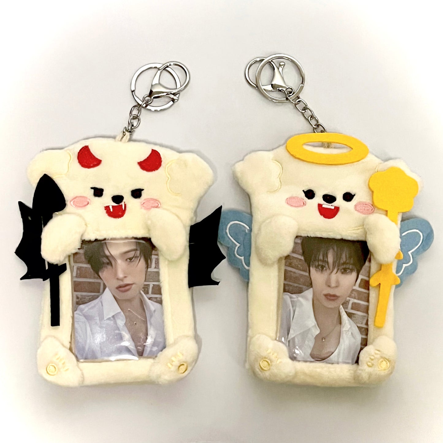 [014] Angel & Devil Pup Plush Photocard Holder — Set of 2