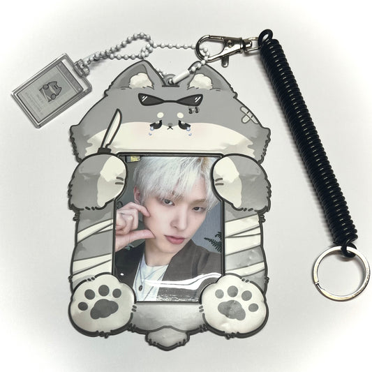 [016] Grey Wolf PVC Photocard Holder — Adorable K-POP Animal Plush Style