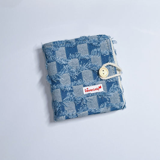 [024] Denim Checkered Photocard Album(1-grid) — Perfect for Display, 20 Pages