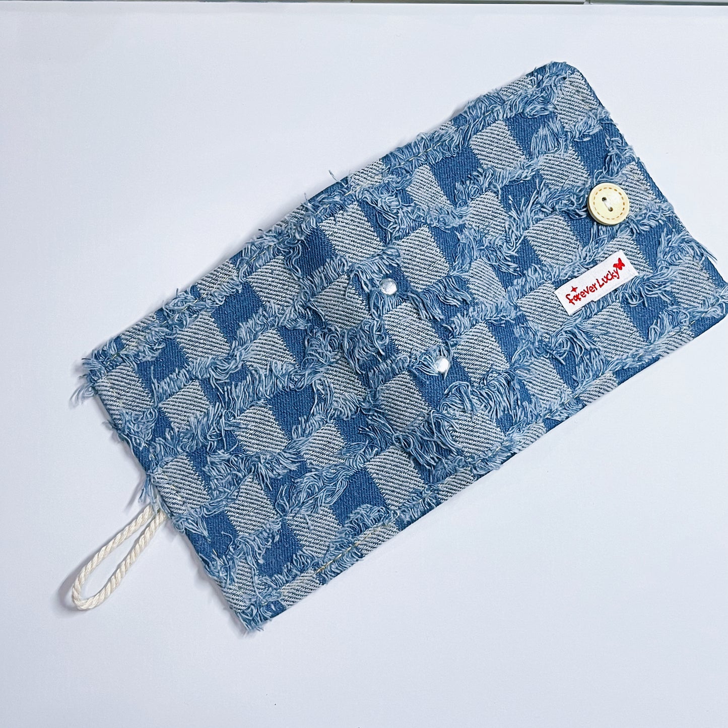 [024] Denim Checkered Photocard Album(1-grid) — Perfect for Display, 20 Pages