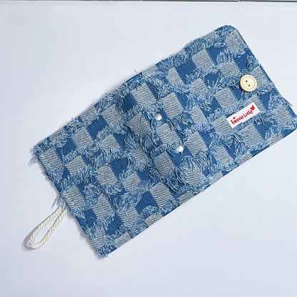 [024] Denim Checkered Photocard Album(1-grid) — Perfect for Display, 20 Pages