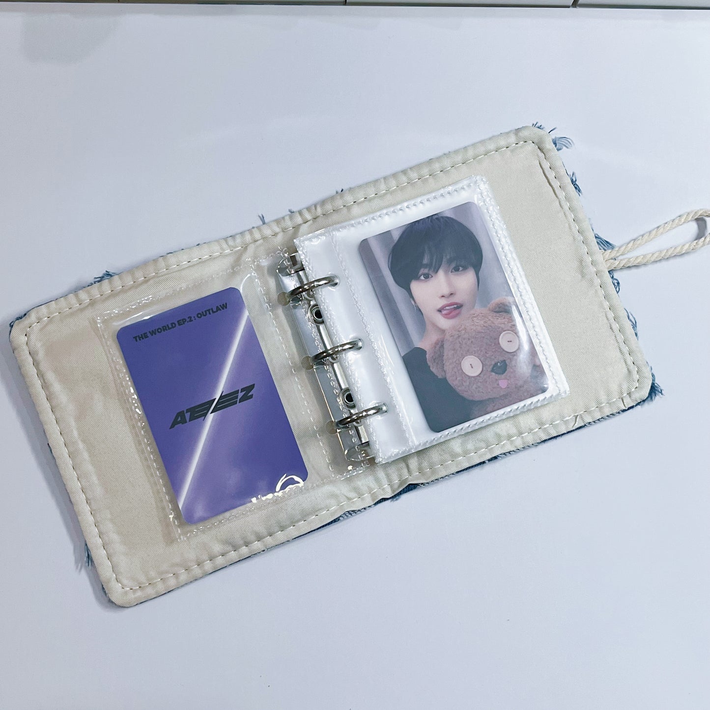 [024] Denim Checkered Photocard Album(1-grid) — Perfect for Display, 20 Pages