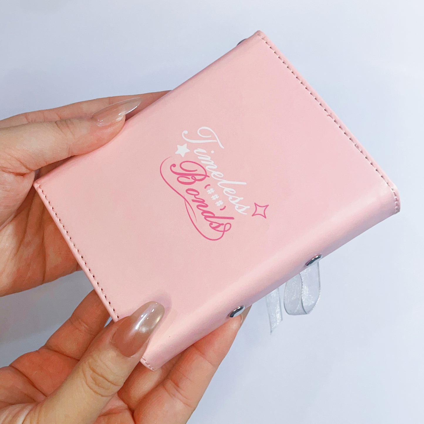 [030] Pink Leather Photocard Album with Strap(1-grid) — Sweet & Portable, 20 Pages