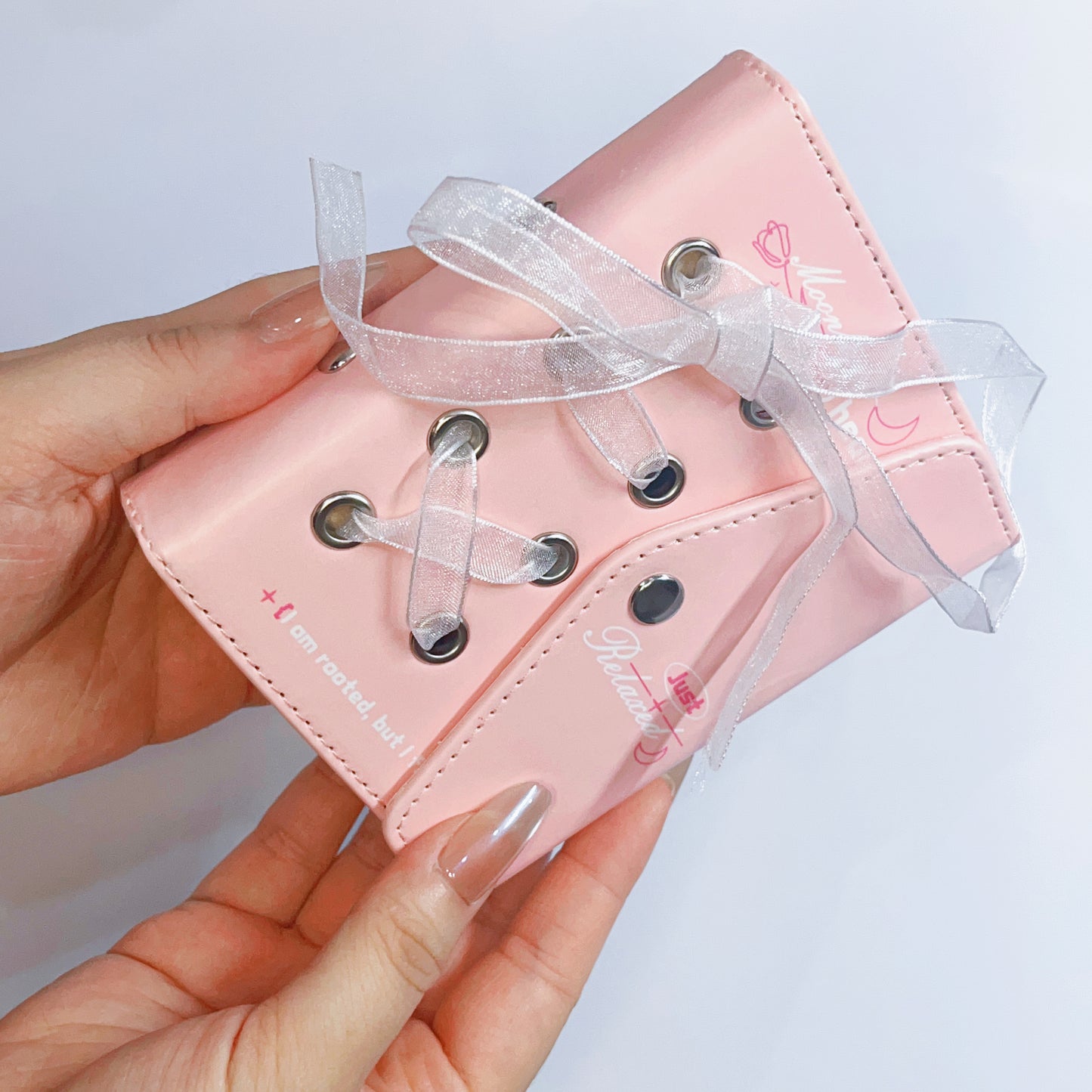 [030] Pink Leather Photocard Album with Strap(1-grid) — Sweet & Portable, 20 Pages