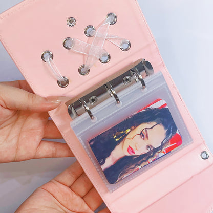 [030] Pink Leather Photocard Album with Strap(1-grid) — Sweet & Portable, 20 Pages