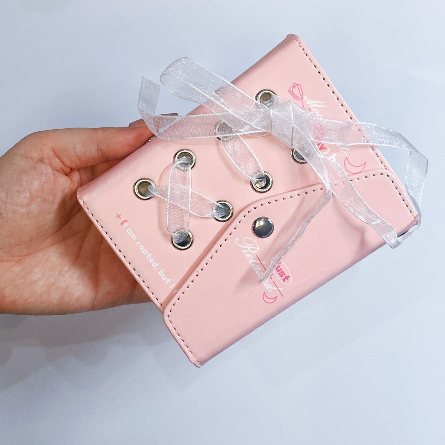 [030] Pink Leather Photocard Album with Strap(1-grid) — Sweet & Portable, 20 Pages