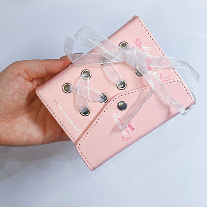 [030] Pink Leather Photocard Album with Strap(1-grid) — Sweet & Portable, 20 Pages