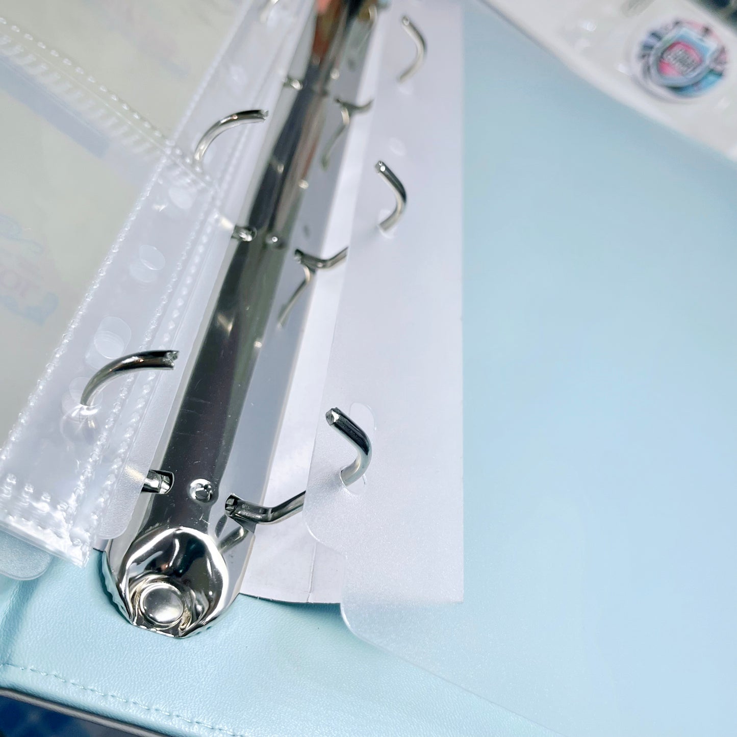 [035] A4 9-Pocket Binder — White & Blue, Premium PU Cover