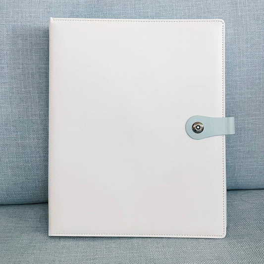 [035] A4 9-Pocket Binder — White & Blue, Premium PU Cover