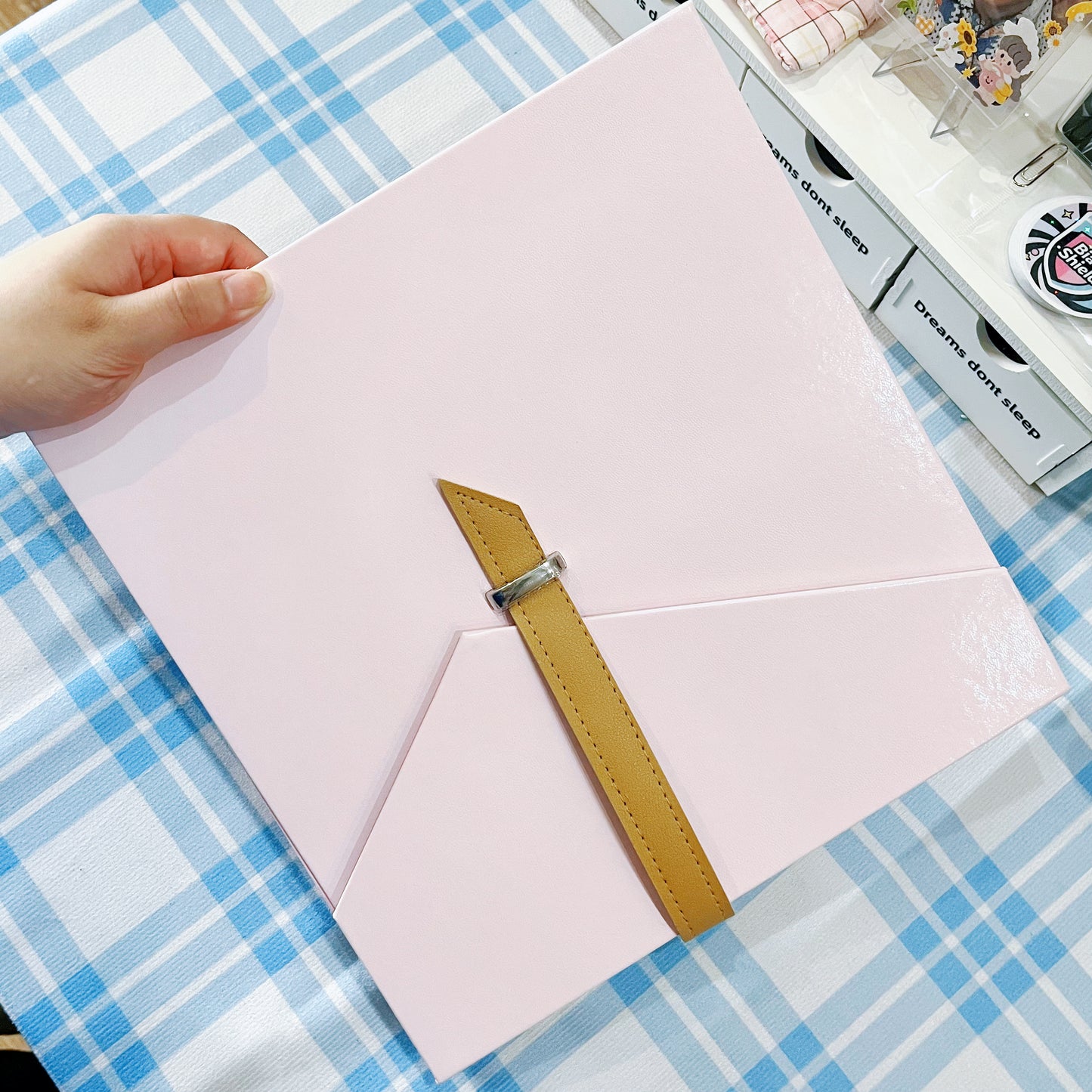 [050] Paste-in Photo Album — Pure Pink, Leather Cover with 20 Refillable Pages