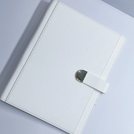 [064] A5 Photocard Binder — Pebbled Leather in Soft White