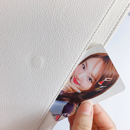[064] A5 Photocard Binder — Pebbled Leather in Soft White