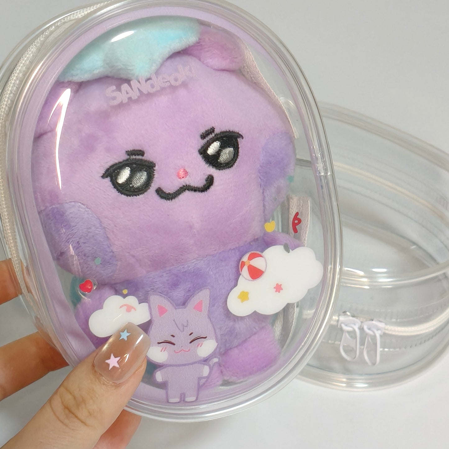 [079] ANITEEZ Clear Animal-Themed Storage Pouch for Dolls & Daily Use Ultra-Clear PVC Compact Lightweight 13.5x10.5x5cm