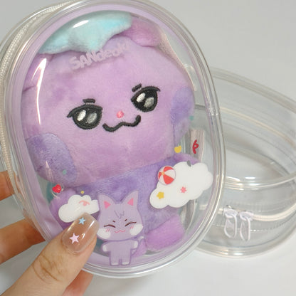 [079] ANITEEZ Clear Animal-Themed Storage Pouch for Dolls & Daily Use Ultra-Clear PVC Compact Lightweight 13.5x10.5x5cm