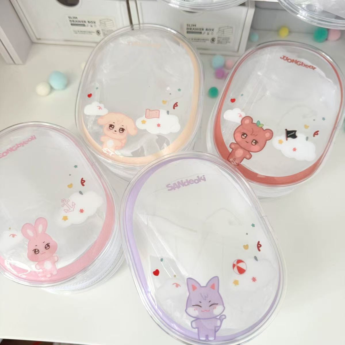 [079] ANITEEZ Clear Animal-Themed Storage Pouch for Dolls & Daily Use Ultra-Clear PVC Compact Lightweight 13.5x10.5x5cm