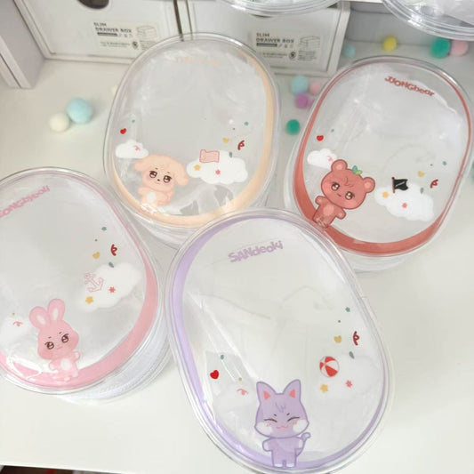 [079] ANITEEZ Clear Animal-Themed Storage Pouch for Dolls & Daily Use Ultra-Clear PVC Compact Lightweight 13.5x10.5x5cm
