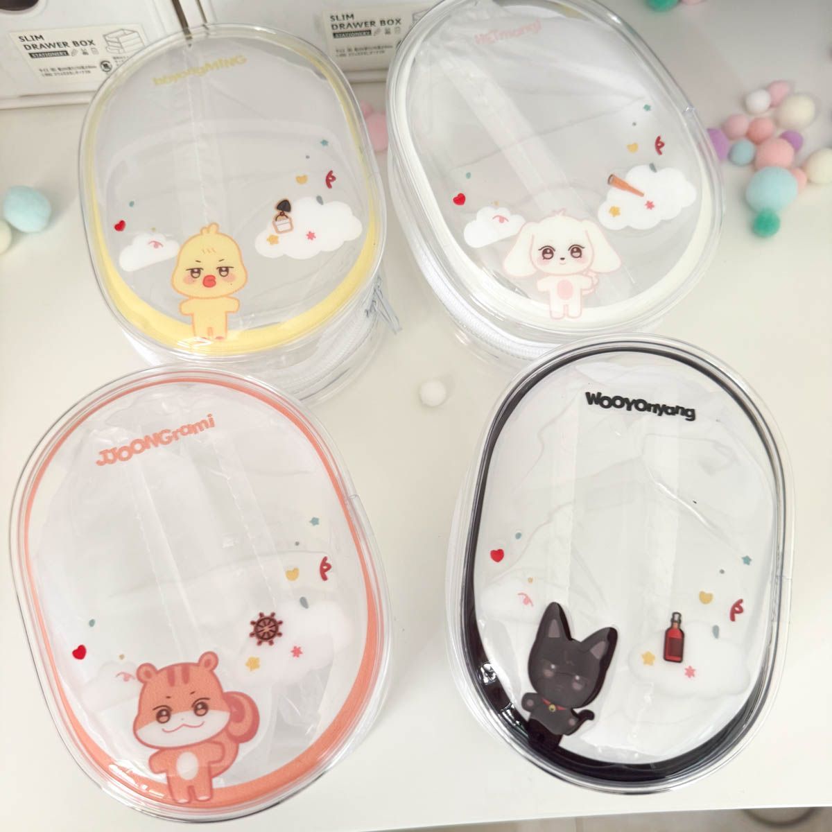 [079] ANITEEZ Clear Animal-Themed Storage Pouch for Dolls & Daily Use Ultra-Clear PVC Compact Lightweight 13.5x10.5x5cm