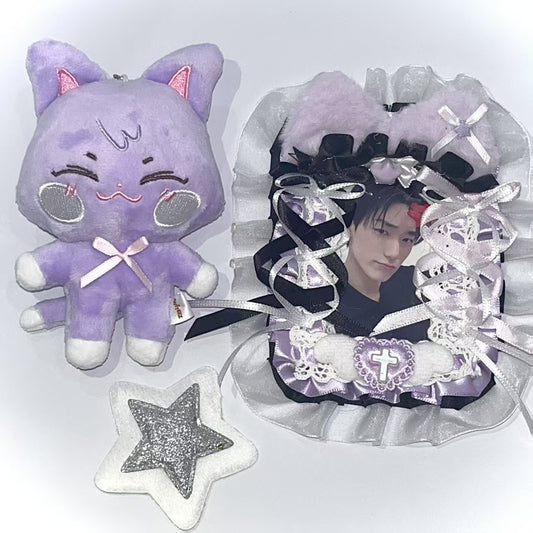 004 Handmade Purple Cat Kpop Photocard Holder