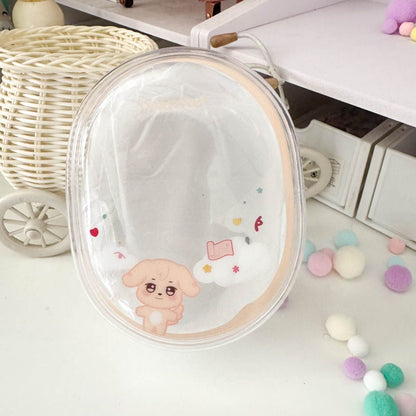 [079] ANITEEZ Clear Animal-Themed Storage Pouch for Dolls & Daily Use Ultra-Clear PVC Compact Lightweight 13.5x10.5x5cm