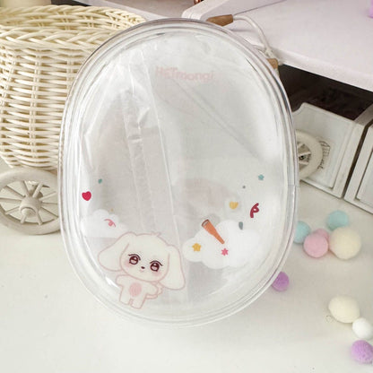 [079] ANITEEZ Clear Animal-Themed Storage Pouch for Dolls & Daily Use Ultra-Clear PVC Compact Lightweight 13.5x10.5x5cm