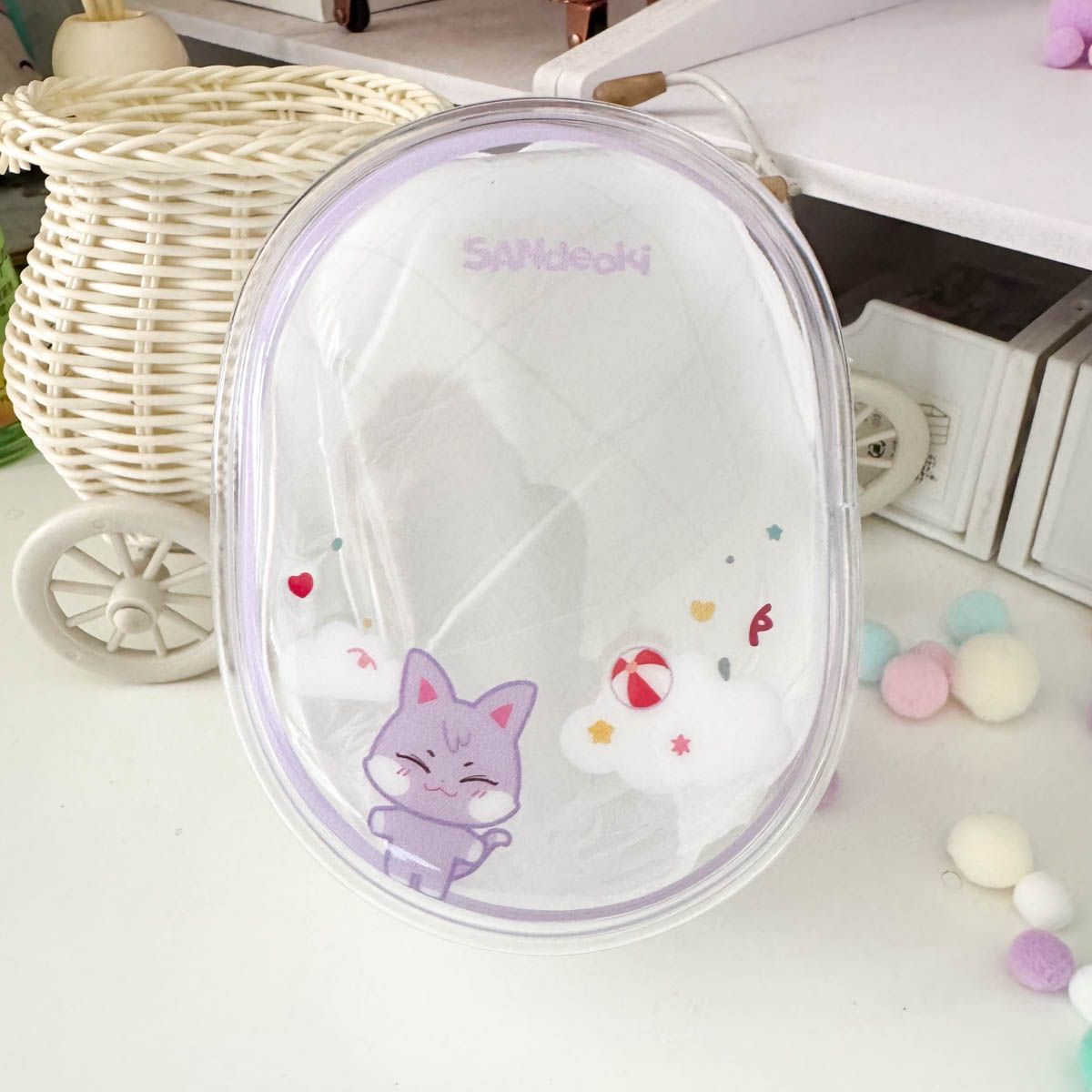 [079] ANITEEZ Clear Animal-Themed Storage Pouch for Dolls & Daily Use Ultra-Clear PVC Compact Lightweight 13.5x10.5x5cm
