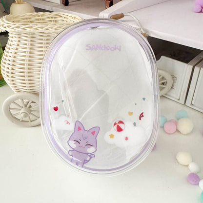 [079] ANITEEZ Clear Animal-Themed Storage Pouch for Dolls & Daily Use Ultra-Clear PVC Compact Lightweight 13.5x10.5x5cm