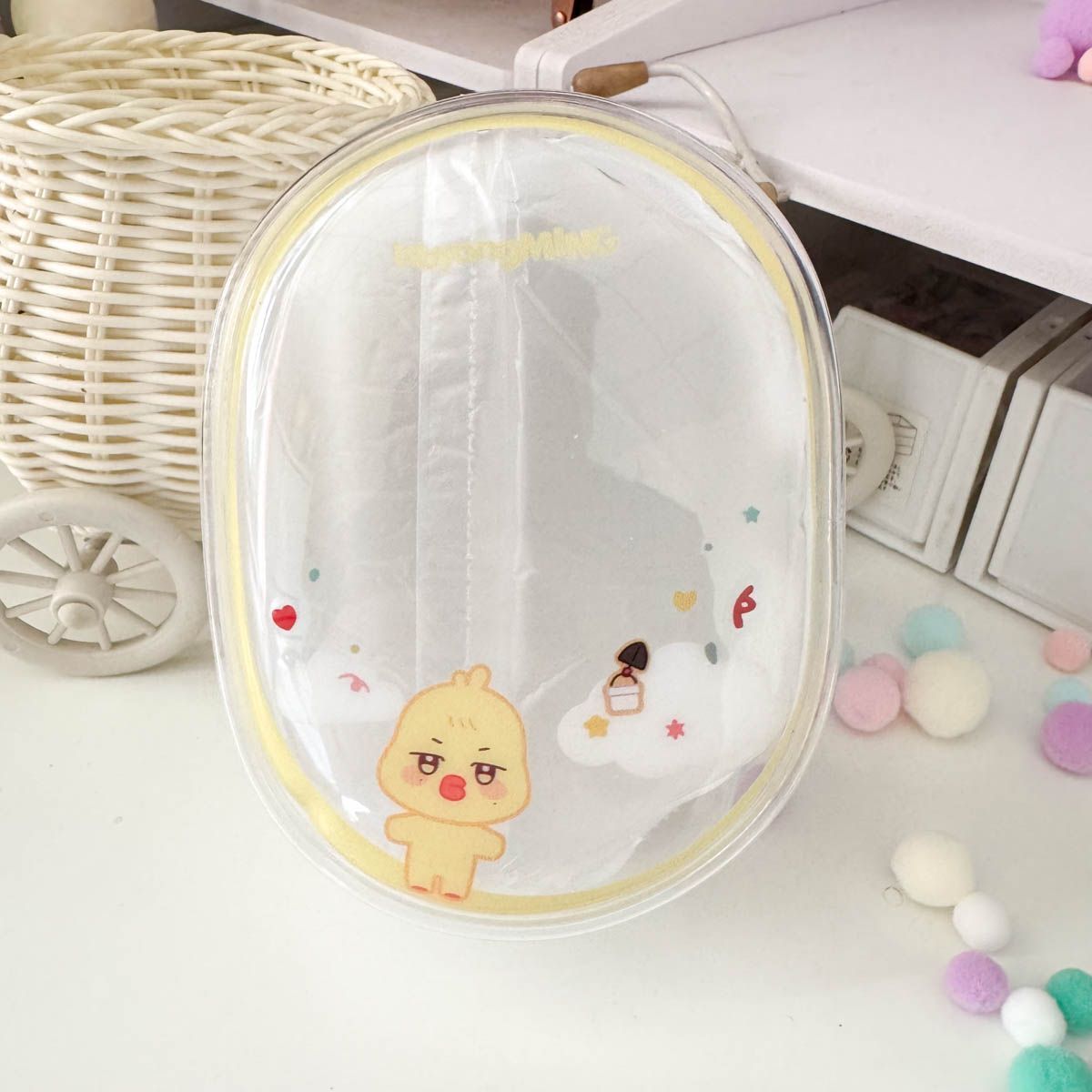 [079] ANITEEZ Clear Animal-Themed Storage Pouch for Dolls & Daily Use Ultra-Clear PVC Compact Lightweight 13.5x10.5x5cm