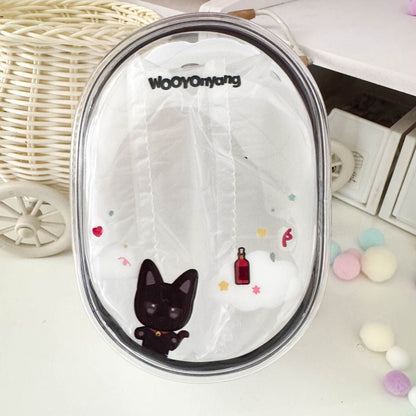 [079] ANITEEZ Clear Animal-Themed Storage Pouch for Dolls & Daily Use Ultra-Clear PVC Compact Lightweight 13.5x10.5x5cm